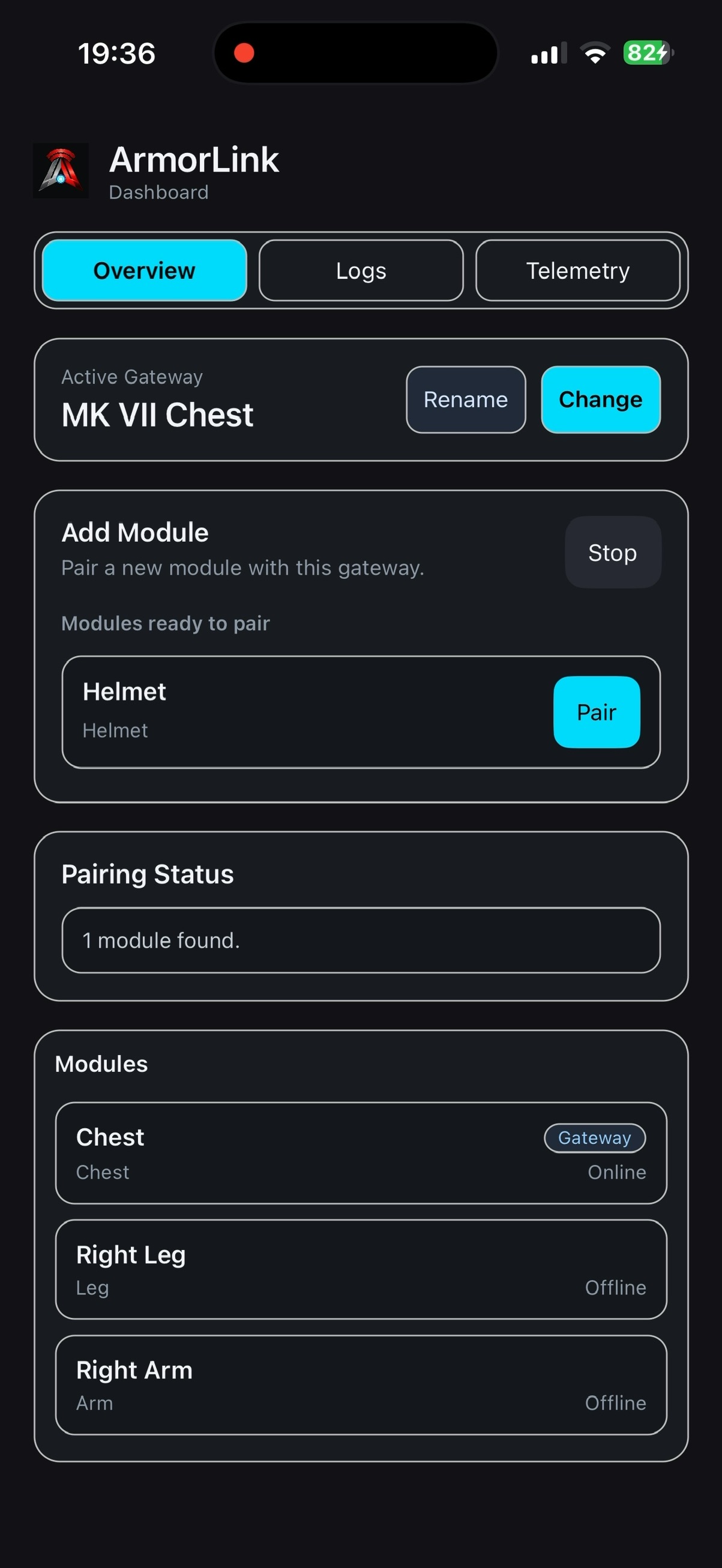 Pairing screenshot
